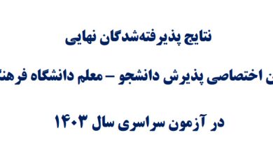 نتایج نهایی آزمون فرهنگیان 1403